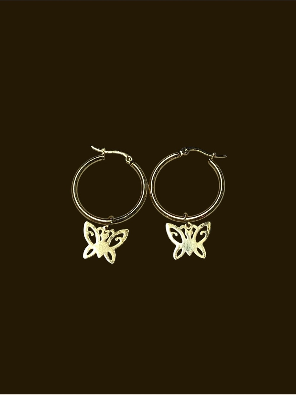 Gold Butterfly Hoop Earrings - Women Jewelry